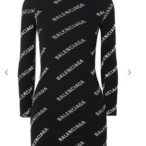 Balenciaga Printed Ribbed Knit Dress